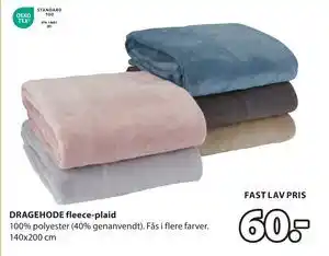 JYSK DRAGEHODE fleece-plaid tilbud