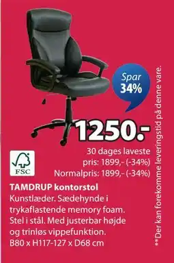 JYSK TAMDRUP kontorstol tilbud