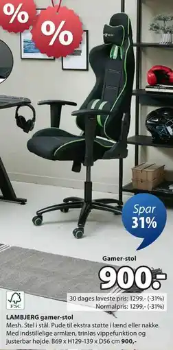 JYSK LAMBJERG gamer-stol tilbud