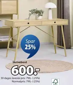 JYSK LINDVED skrivebord tilbud