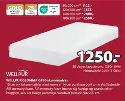 JYSK WELLPUR GLOMMA GF30 skummadras tilbud