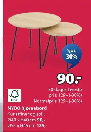 JYSK NYBO hjørnebord tilbud