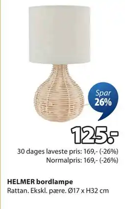 JYSK HELMER bordlampe tilbud