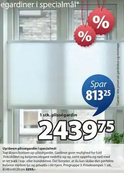 JYSK Up/down plisségardin i specialmål tilbud
