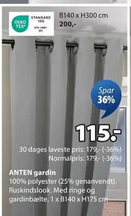 JYSK ANTEN gardin tilbud