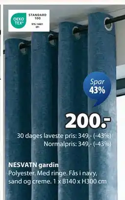 JYSK NESVATN gardin tilbud