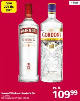 Fleggaard Smirnoff Vodka el. Gordon's Gin tilbud