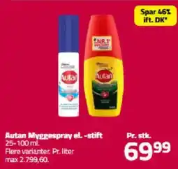 Fleggaard Autan Myggespray el. -stift tilbud