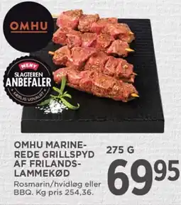 MENY Omhu marine- rede grillspyd af frilands- lammekød tilbud