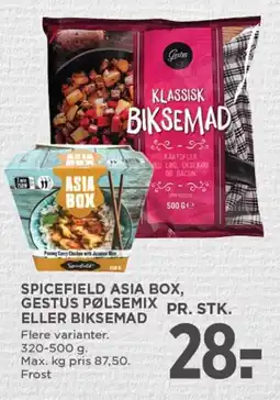 MENY Spicefield asia box, gestus pølsemix pr. stk. eller biksemad flere varianter. tilbud