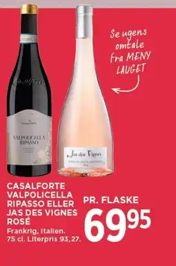 MENY Casalforte valpolicella ripasso jas des vignes rosé tilbud
