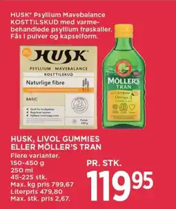 MENY Husk, livol gummies eller möller's tran tilbud
