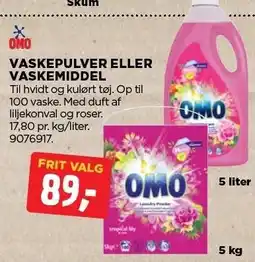 jem & fix OMO VASKEPULVER ELLER VASKEMIDDEL tilbud