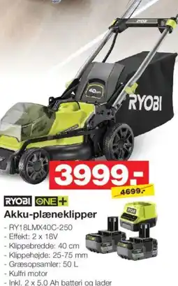 Bauhaus RYOBI ONE+ Akku-plæneklipper tilbud