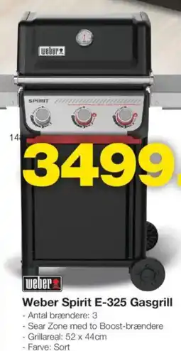 Bauhaus Weber Spirit E-325 Gasgrill m. slag 18V tilbud