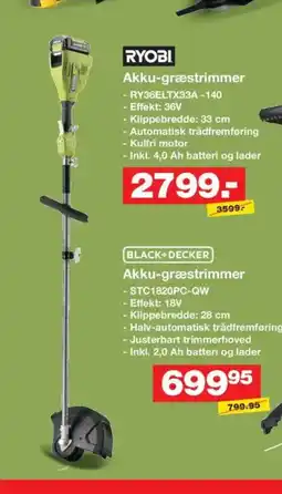Bauhaus RYOBI Akku-græstrimmer tilbud
