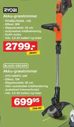 Bauhaus BLACK+DECKER Akku-græstrimmer tilbud