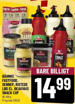 Løvbjerg Bähnke fastfood, sennep, ristede løg el. beauvais snack cup tilbud