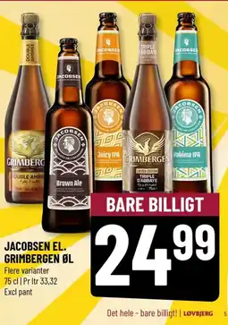 Løvbjerg JACOBSEN EL. GRIMBERGEN ØL tilbud