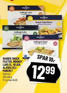 Løvbjerg RAHBEK SNACK FILETER, INDBAGT LAKS EL. REJER, tilbud