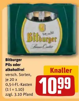 REWE DE Bitburger Pils oder alkoholfrei tilbud