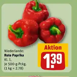 REWE DE Niederlande: Rote Paprika Kl. I, tilbud