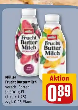 REWE DE Müller Frucht Buttermilch versch. Sorten, tilbud