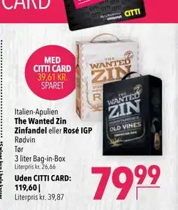 Citti Rødvin Tør 3 liter Bag-in-Box tilbud