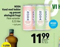 Citti NODA Vand med bobler og presset økologisk frugt tilbud