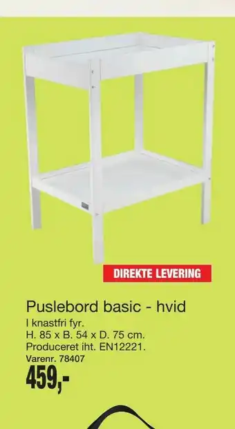 Harald Nyborg Puslebord basic - hvid tilbud