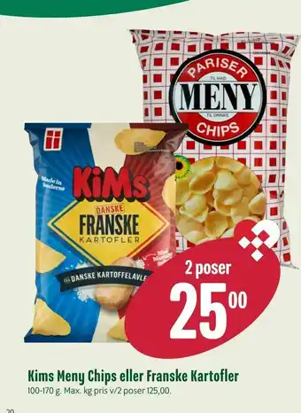 Min Købmand Kims Meny Chips eller Franske Kartofler tilbud