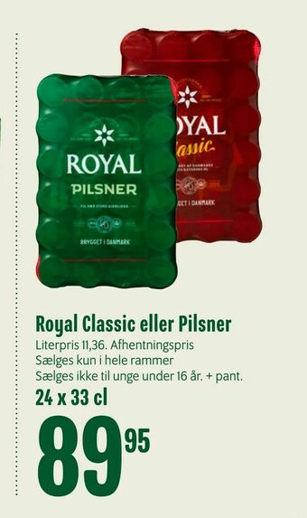 Min Købmand Royal Classic eller Pilsner tilbud