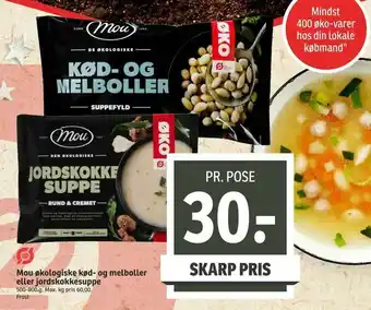 Mou økologiske kød- og melboller eller jordskokkesuppe
