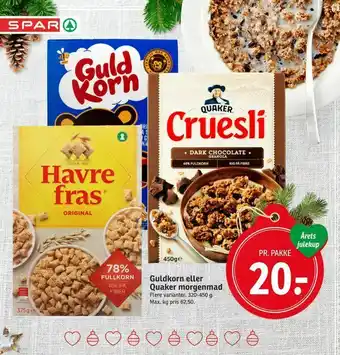 SPAR Guldkorn eller Quaker morgenmad tilbud