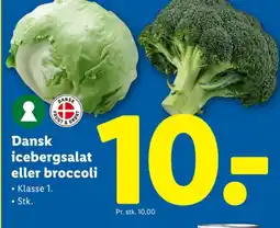 Lidl Dansk icebergsalat eller broccoli tilbud