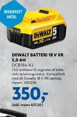 Davidsen DEWALT BATTERI 18 V XR 5,0 AH DCB184-XJ tilbud