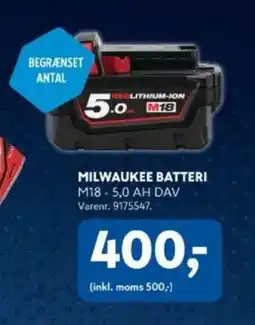 Davidsen MILWAUKEE BATTERI tilbud