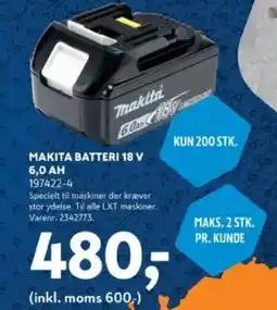 Davidsen MAKITA BATTERI 18 V 6,0 AH tilbud