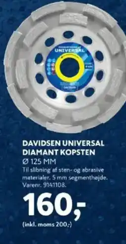 Davidsen DAVIDSEN UNIVERSAL DIAMANT KOPSTEN 0125 MM tilbud