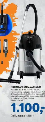 Davidsen NILFISK A/S STØV-VÅDSUGER MULTI II 30 T INOX VSC BASIC tilbud