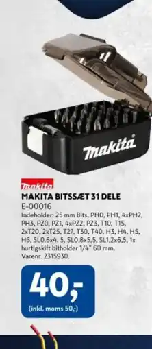 Davidsen MAKITA BITSSÆT 31 DELE tilbud