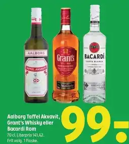 Coop 365 Aalborg Taffel Akvavit, Grant's Whisky eller Bacardi Rom tilbud