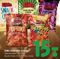 Coop 365 KiMs chips eller snacks tilbud