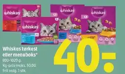 Coop 365 Whiskas tørkost eller menuboks tilbud