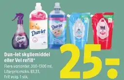 Coop 365 Dun-let skyllemiddel eller Vel refill tilbud
