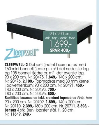 Daells Bolighus Sættilbud boxmadras inkl. standard topmadras tilbud