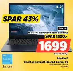 Power LENOVO IdeaPad 1 Smart og kompakt IdeaPad-bærbar PC tilbud