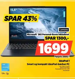 Power LENOVO IdeaPad 1 Smart og kompakt IdeaPad-bærbar PC tilbud