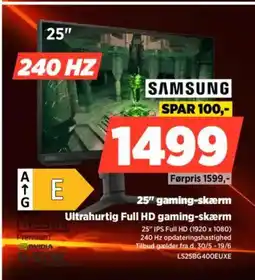 Power SAMSUNG 25" gaming-skærm Ultrahurtig Full HD gaming-skærm tilbud