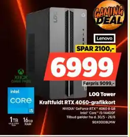 Power LENOVO LOQ Tower Kraftfuldt RTX 4060-grafikkort tilbud